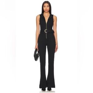 Show Me Your MuMu Black Sleeveless Zip-Front Jumpsuit with Belt